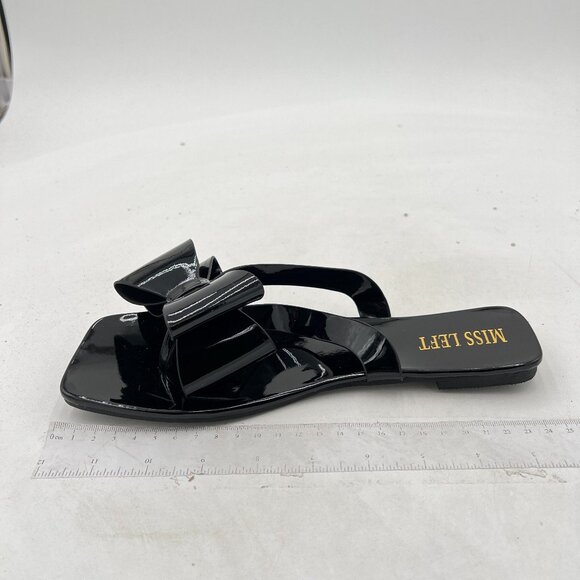 Miss Left Women Versatile Open Square Toe Flip Flops Double Bowknots Slip On Tho - Picture 1 of 7